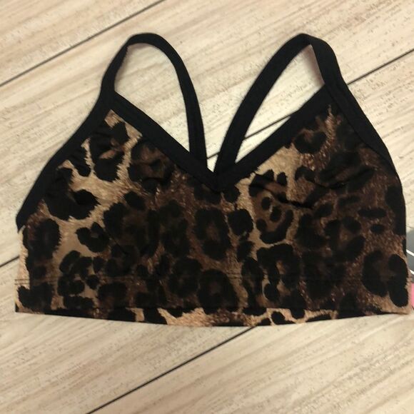 OH MY BOD Leopard bralette. Non-padded workout top sports bra size L - Picture 3 of 7